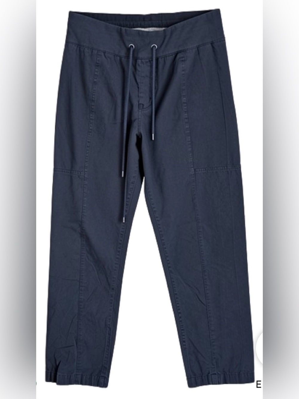 Eileen Fisher Organic Cotton Wide Waistband Pull On Drawstring Black Pants